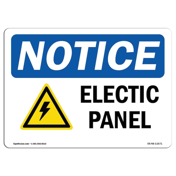 Safety Sign, OSHA Notice, 3.5" Height, Electrical Panel Sign With Symbol, Landscape, 10PK